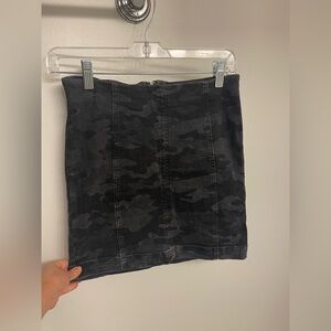 Free People Black Camouflage Mini Skirt